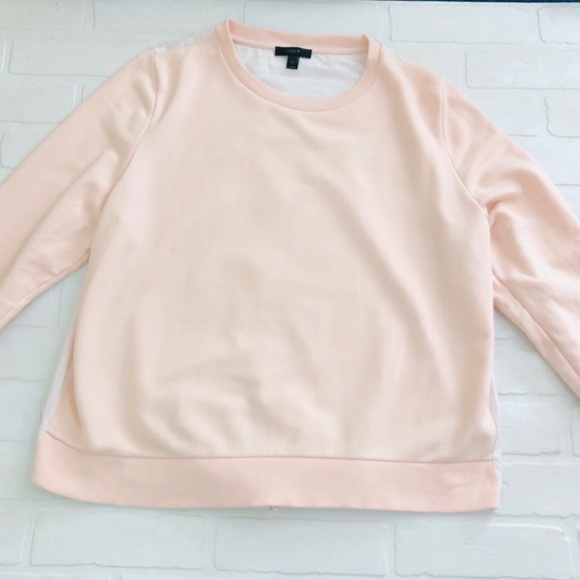 J. Crew Tie Back Sweatshirt Light Pink and White - Picture 2 of 8
